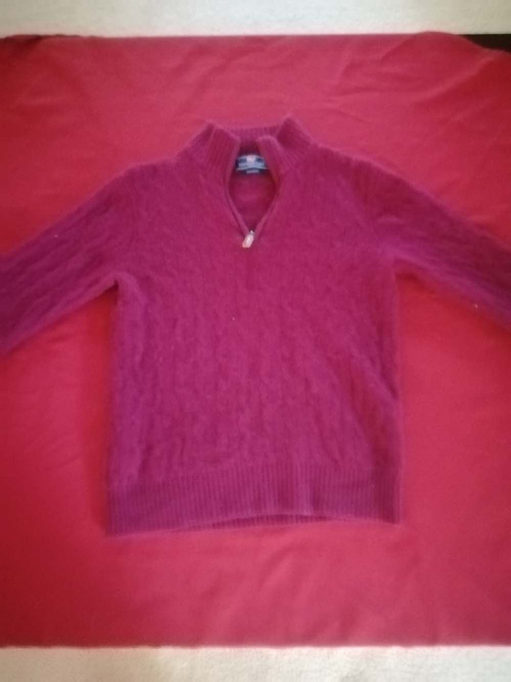 Vineyard Vines Cable-Knit Half-Zip Turtleneck Sweater - Magenta 100% Cashmere
